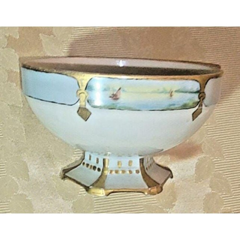 Antique Moritz Zdekauer MZ Altrohlau, Austria Fine Porcelain Pedestal Bowl artsy - Picture 8 of 16